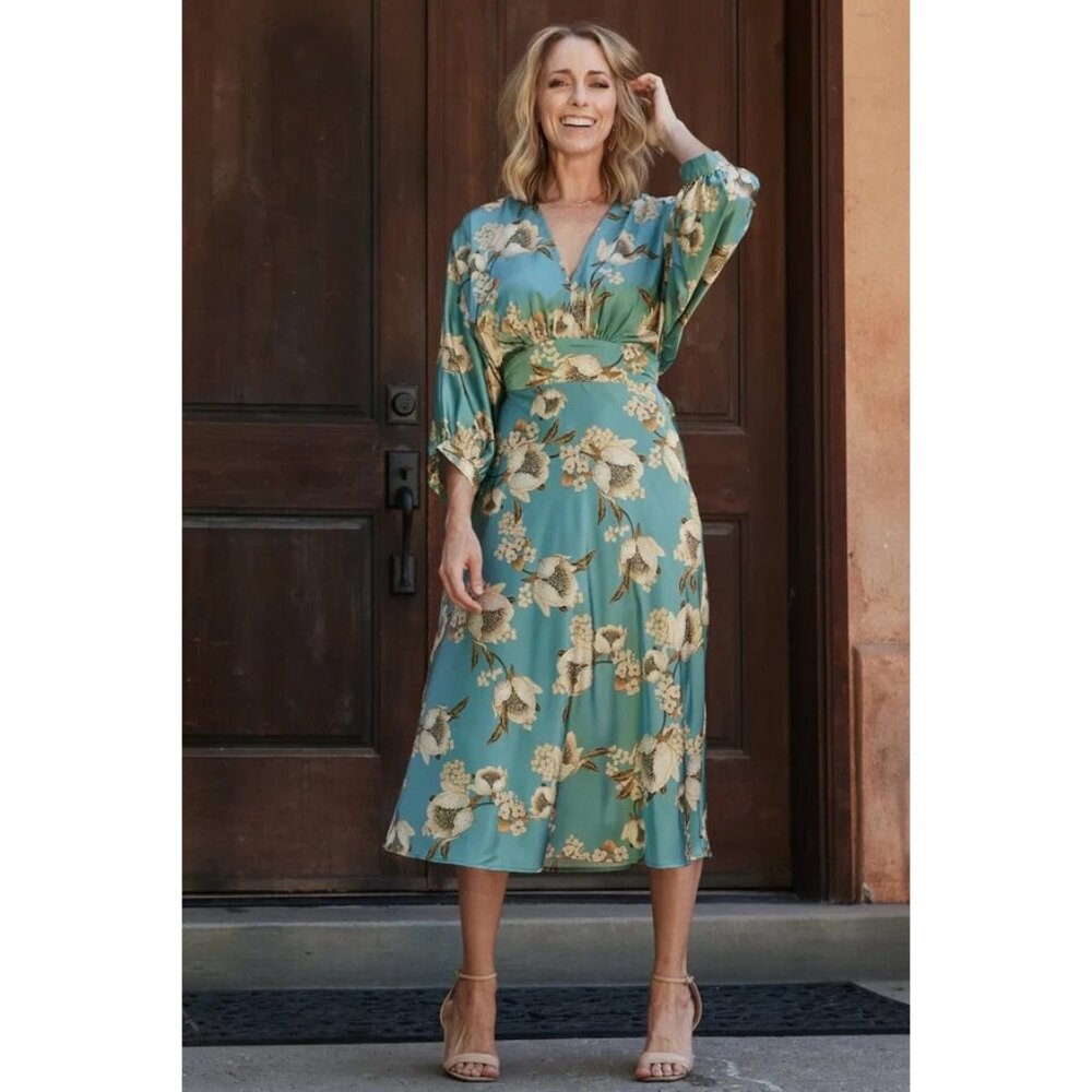 Baltic Born Teal Floral Dress